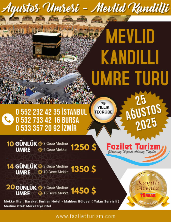 2025 Ağustos Umre Turu Fiyatları