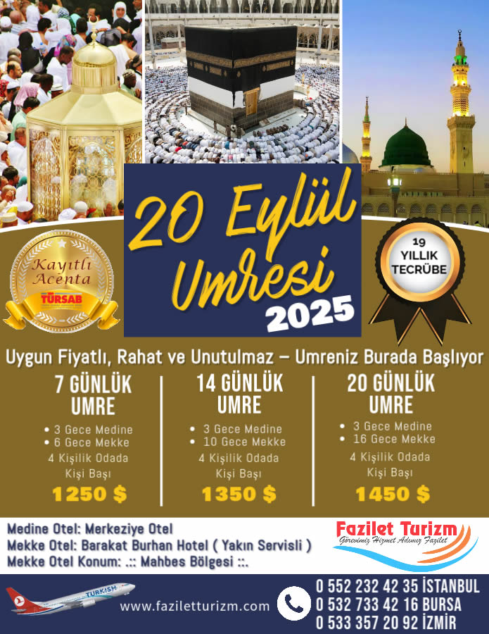 2025 Eylül Umre Turu Fiyatları