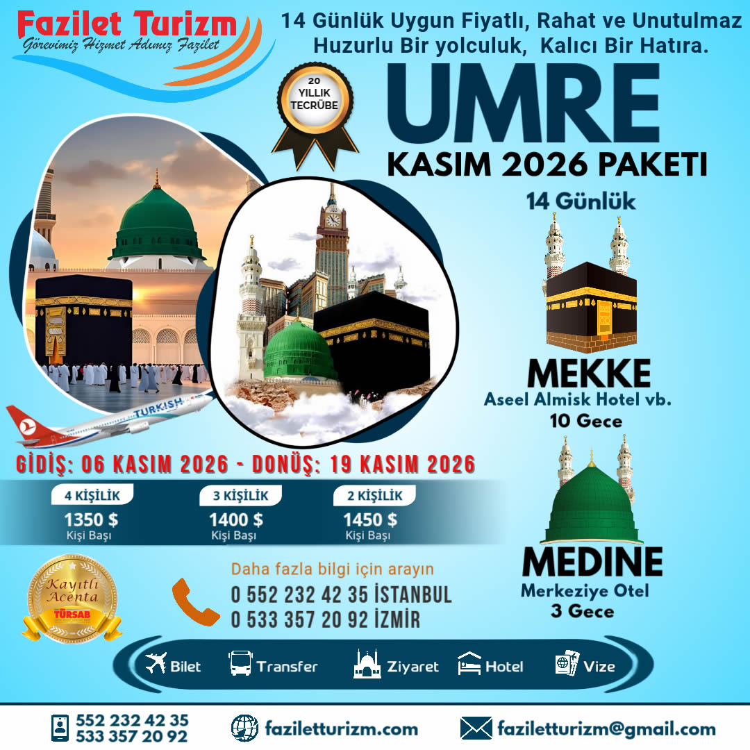 14 Günlük 2026 Kasım Umresi
